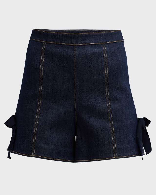 Lou High-Rise Topstitched Denim Shorts